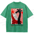 Unisex Yayoi Kusama Polka Dot Giraffe Printed Washed Tee