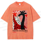 Unisex Yayoi Kusama Polka Dot Giraffe Printed Washed Tee