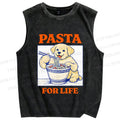 Unisex Ramen Dog Printed Washed Tank Top