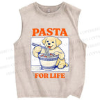 Unisex Ramen Dog Printed Washed Tank Top