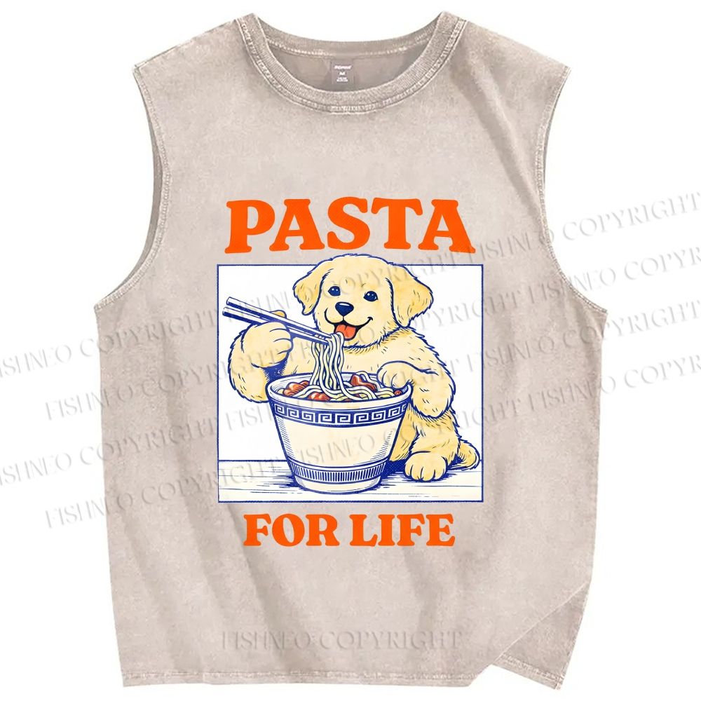 Unisex Ramen Dog Printed Washed Tank Top