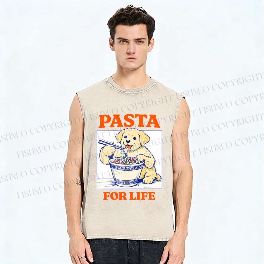 Unisex Ramen Dog Printed Washed Tank Top