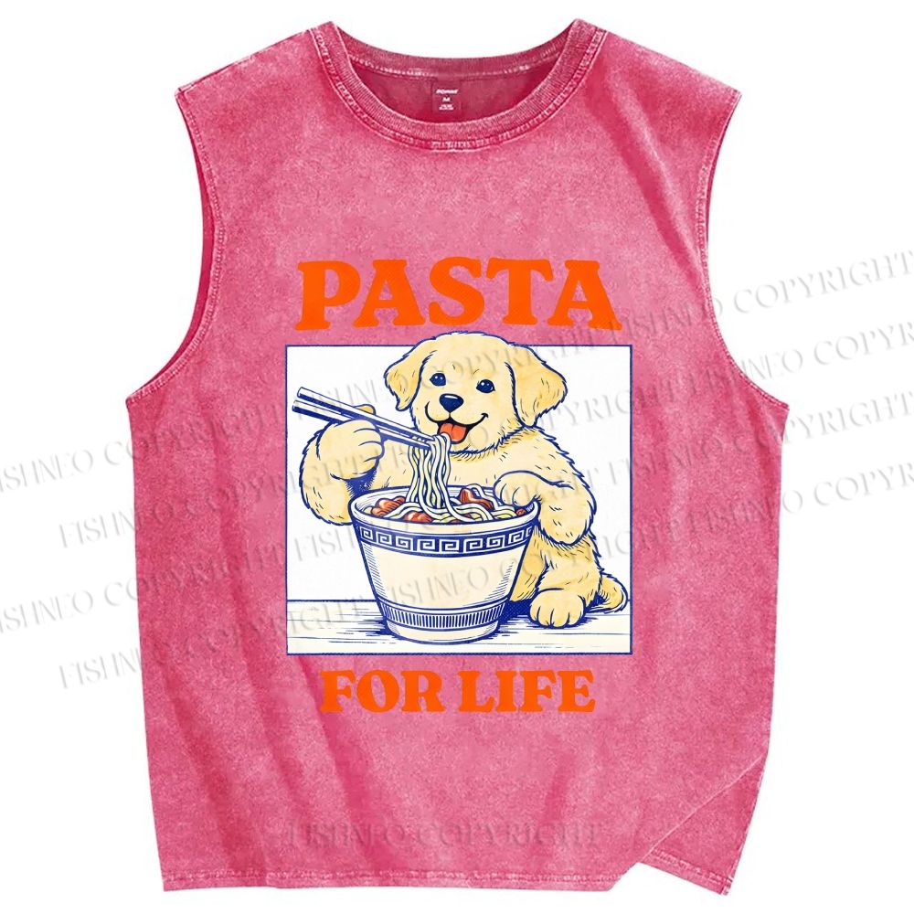Unisex Ramen Dog Printed Washed Tank Top