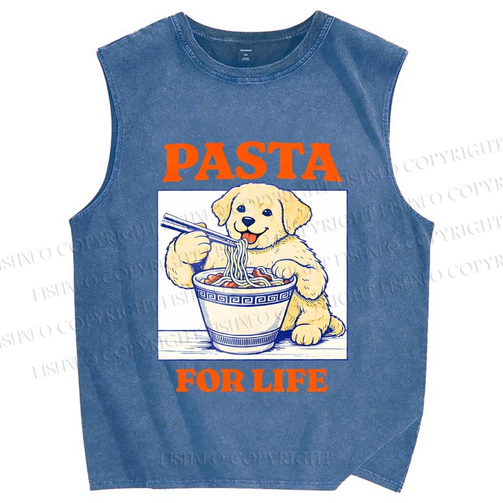 Unisex Ramen Dog Printed Washed Tank Top