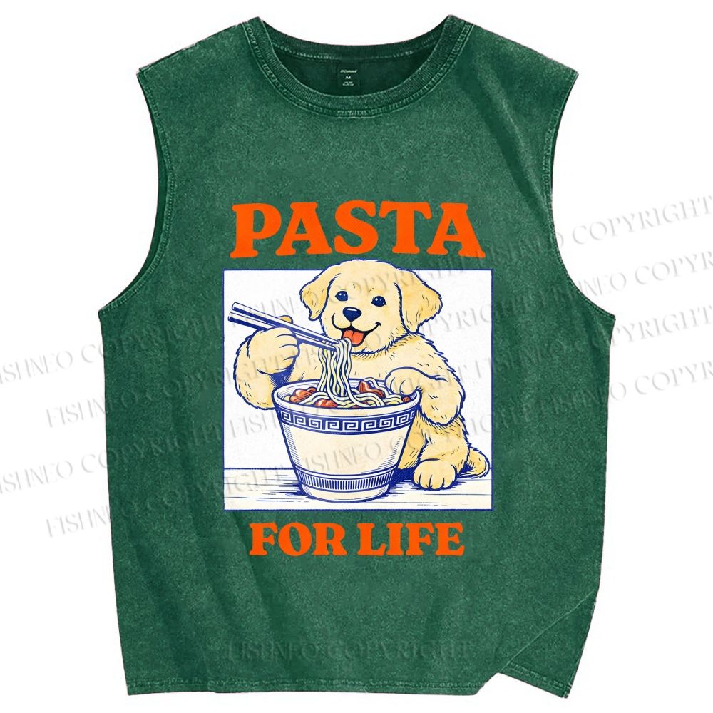 Unisex Ramen Dog Printed Washed Tank Top