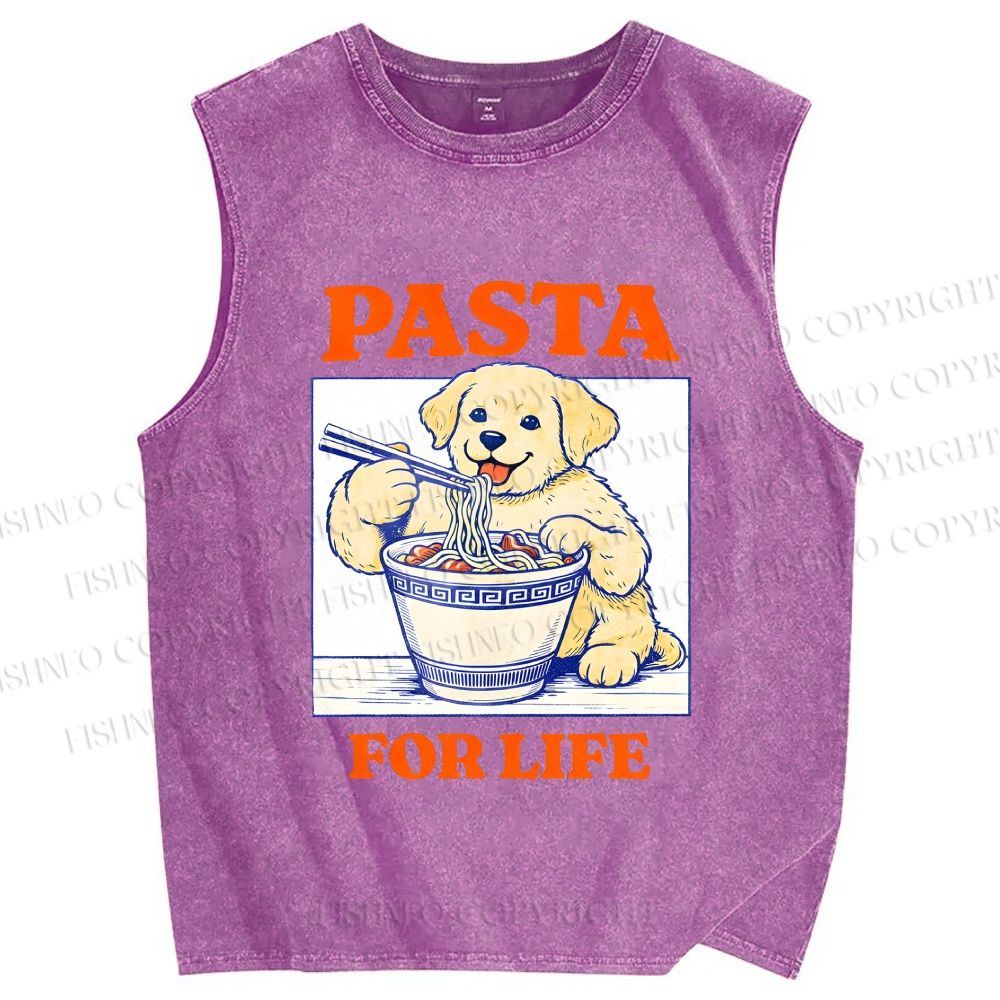 Unisex Ramen Dog Printed Washed Tank Top