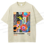 Unisex Yayoi Kusama Flower Printed Washed Tee