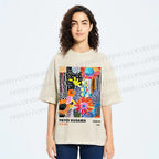 Unisex Yayoi Kusama Flower Printed Washed Tee