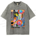 Unisex Yayoi Kusama Flower Printed Washed Tee
