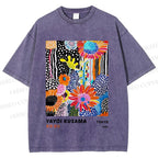 Unisex Yayoi Kusama Flower Printed Washed Tee