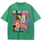Unisex Yayoi Kusama Flower Printed Washed Tee
