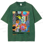 Unisex Yayoi Kusama Flower Printed Washed Tee
