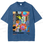 Unisex Yayoi Kusama Flower Printed Washed Tee