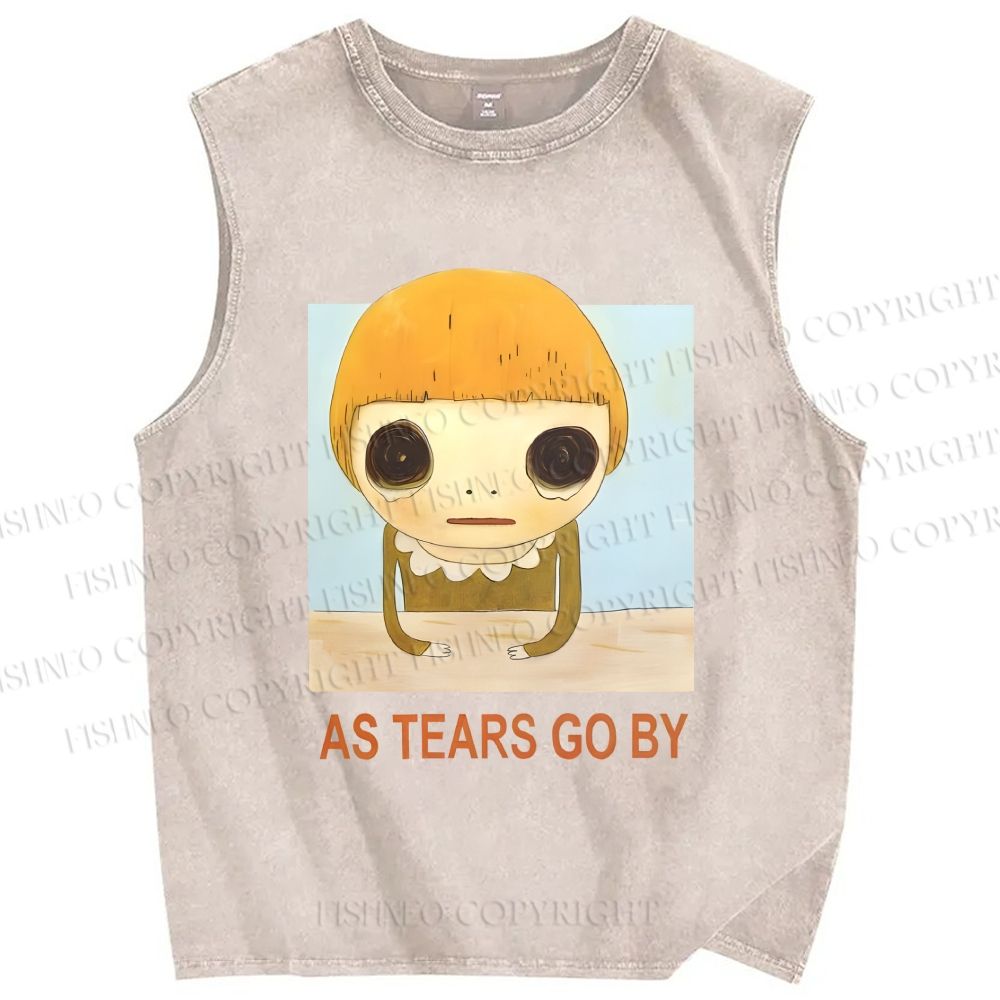 Unisex Yoshitomo Nara As Tears Go By Printed Washed Tank Top