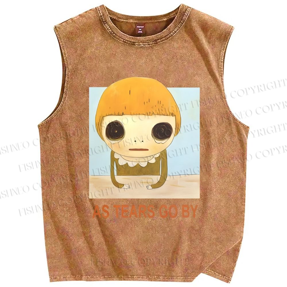 Unisex Yoshitomo Nara As Tears Go By Printed Washed Tank Top