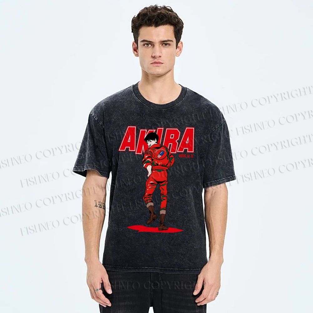 Unisex Akira Shotaro Kaneda Printed Washed Tee