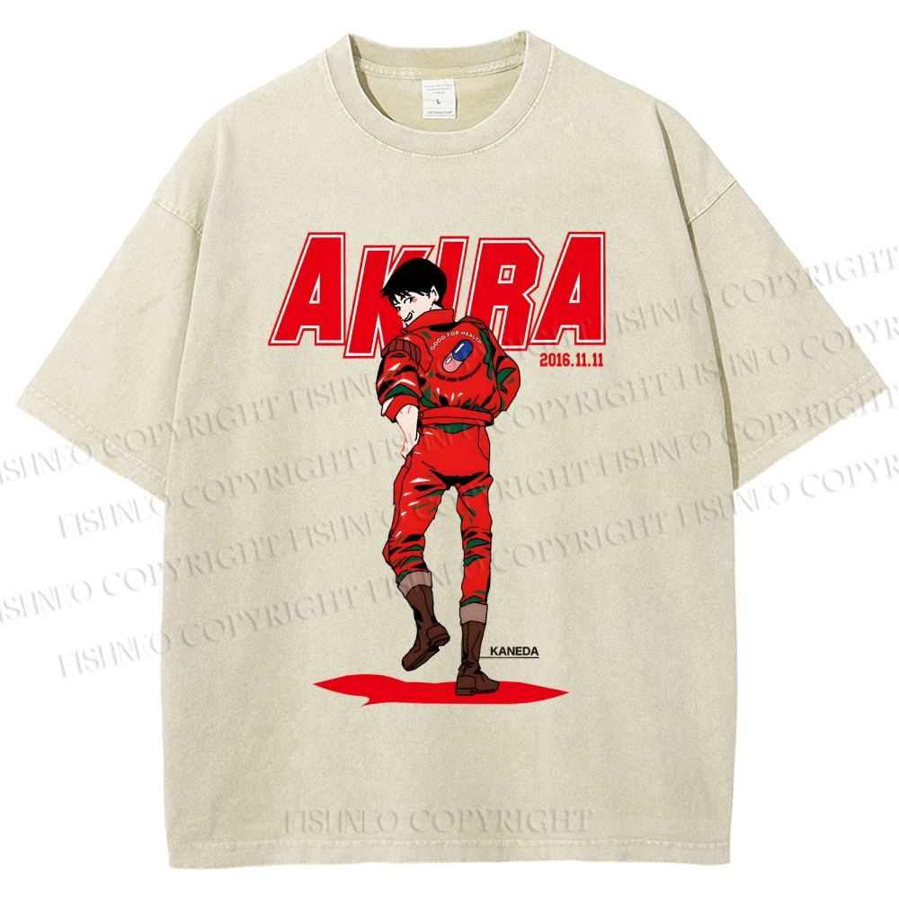 Unisex Akira Shotaro Kaneda Printed Washed Tee