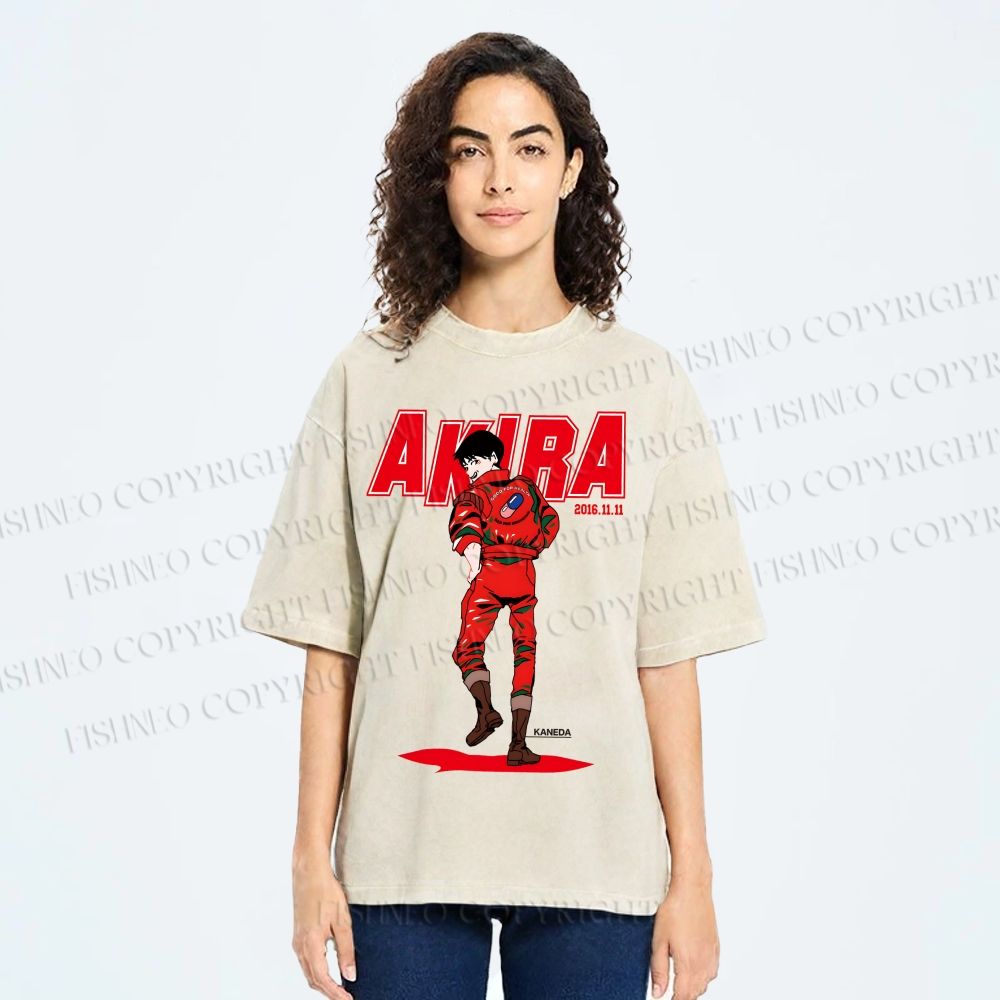 Unisex Akira Shotaro Kaneda Printed Washed Tee