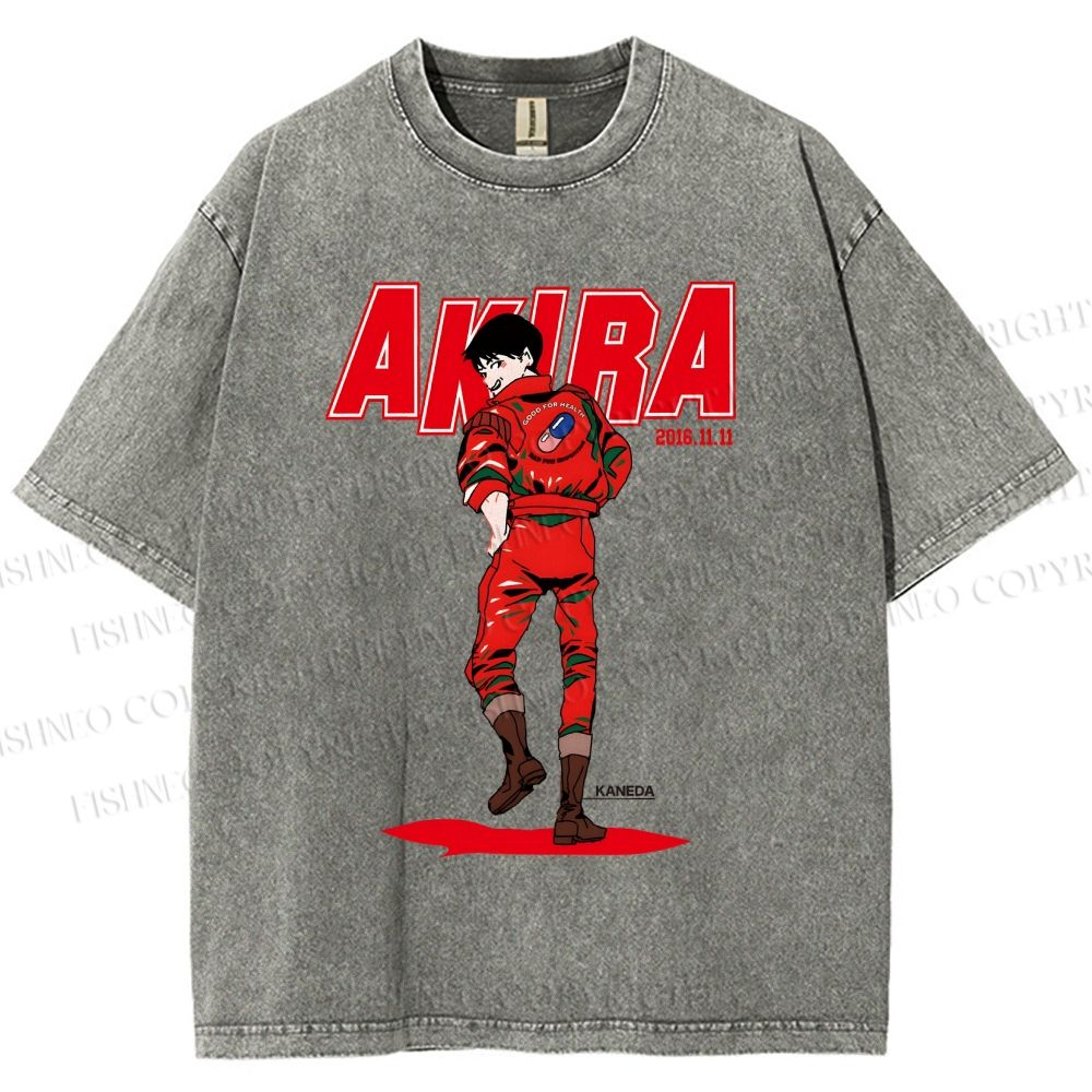 Unisex Akira Shotaro Kaneda Printed Washed Tee