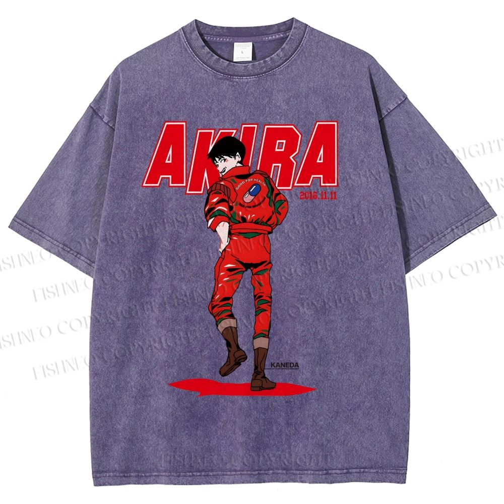 Unisex Akira Shotaro Kaneda Printed Washed Tee