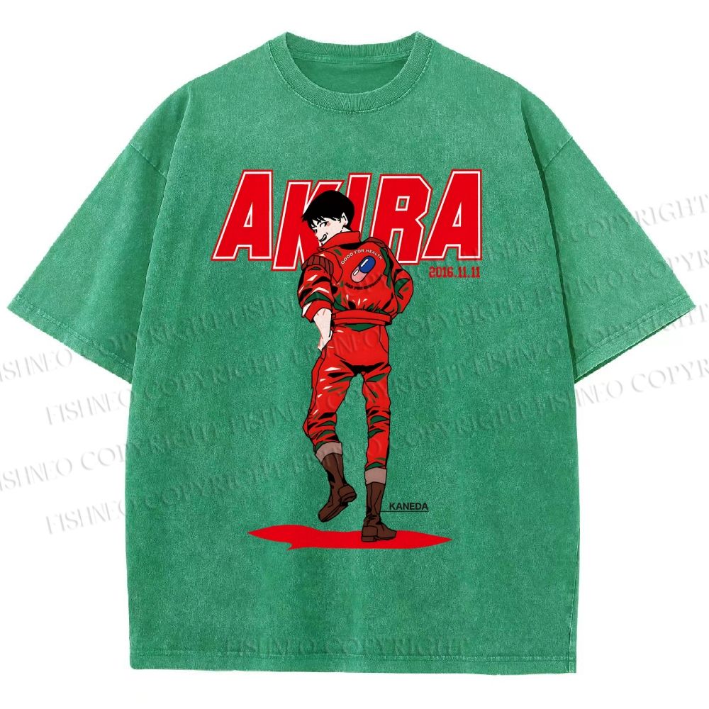 Unisex Akira Shotaro Kaneda Printed Washed Tee