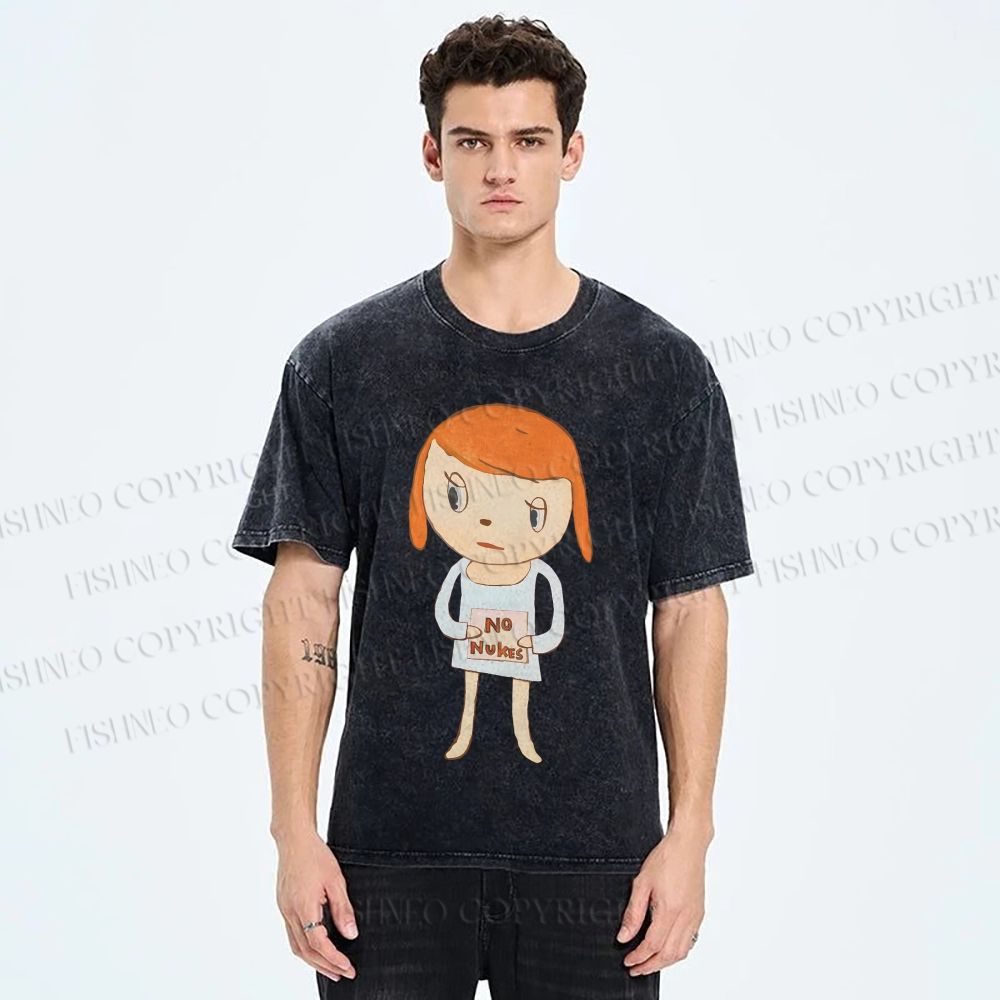 Unisex Yoshitomo Nara No Nukes Printed Washed Tee