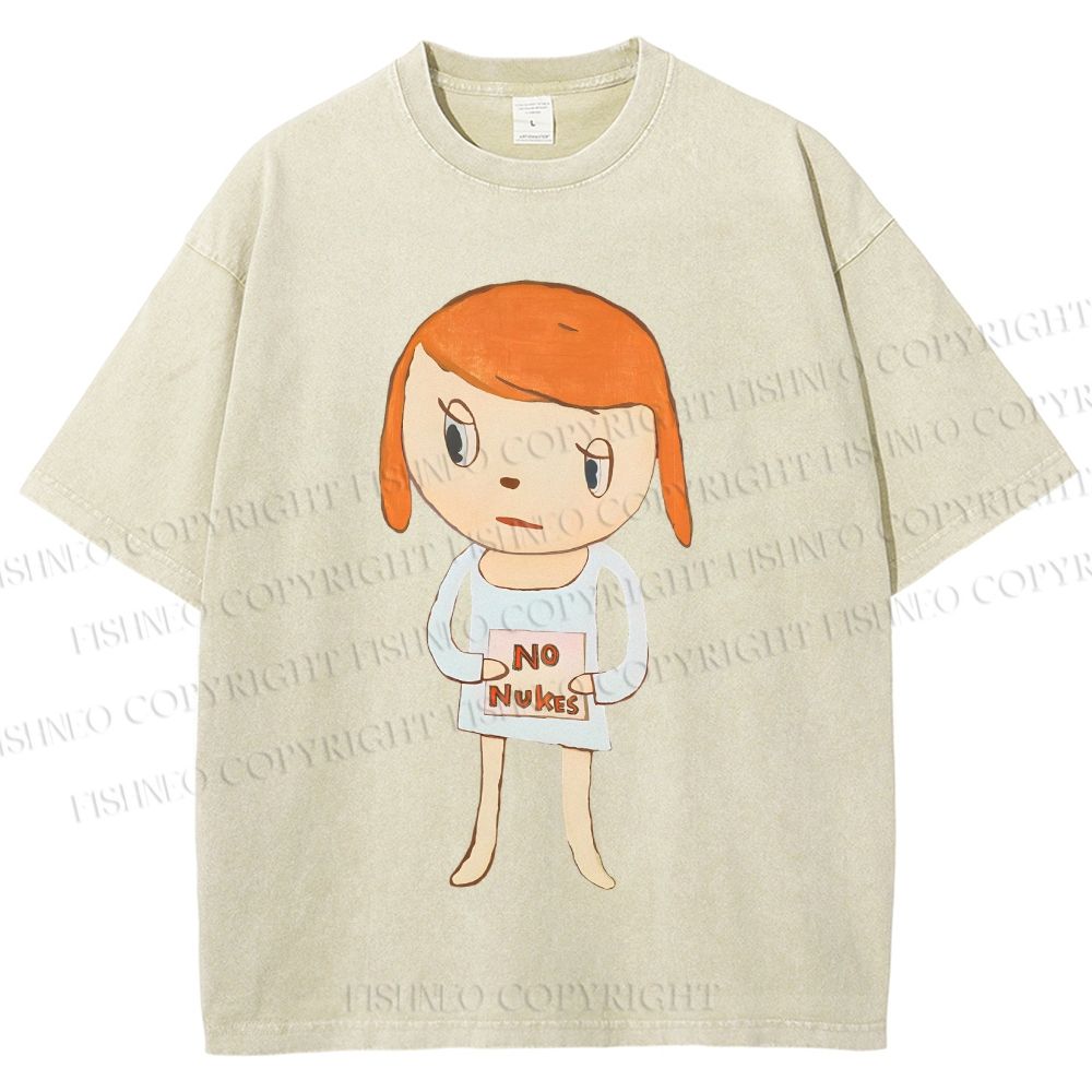 Unisex Yoshitomo Nara No Nukes Printed Washed Tee