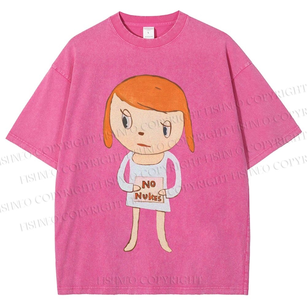 Unisex Yoshitomo Nara No Nukes Printed Washed Tee