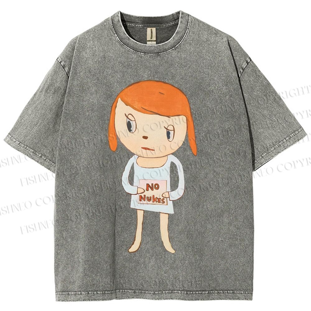 Unisex Yoshitomo Nara No Nukes Printed Washed Tee