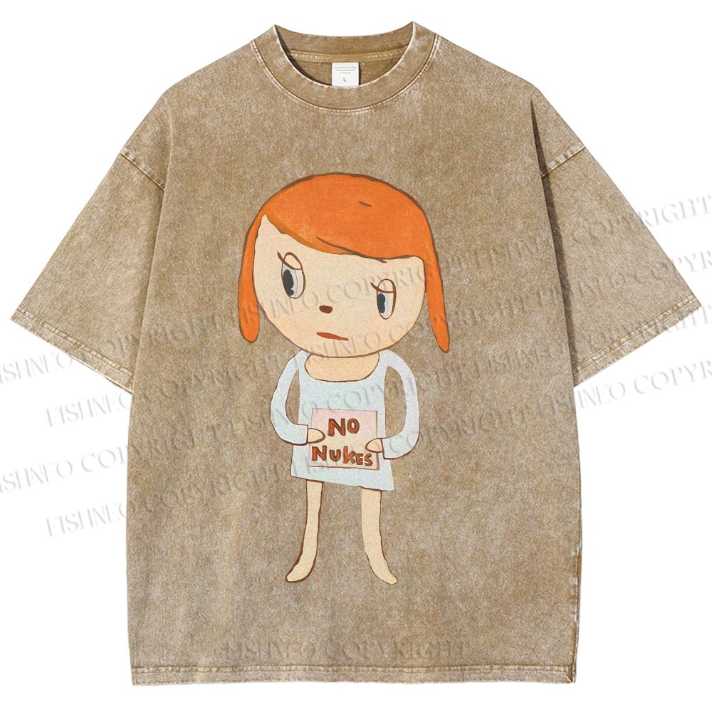 Unisex Yoshitomo Nara No Nukes Printed Washed Tee