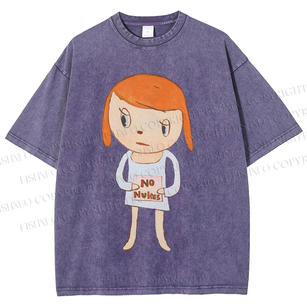 Unisex Yoshitomo Nara No Nukes Printed Washed Tee