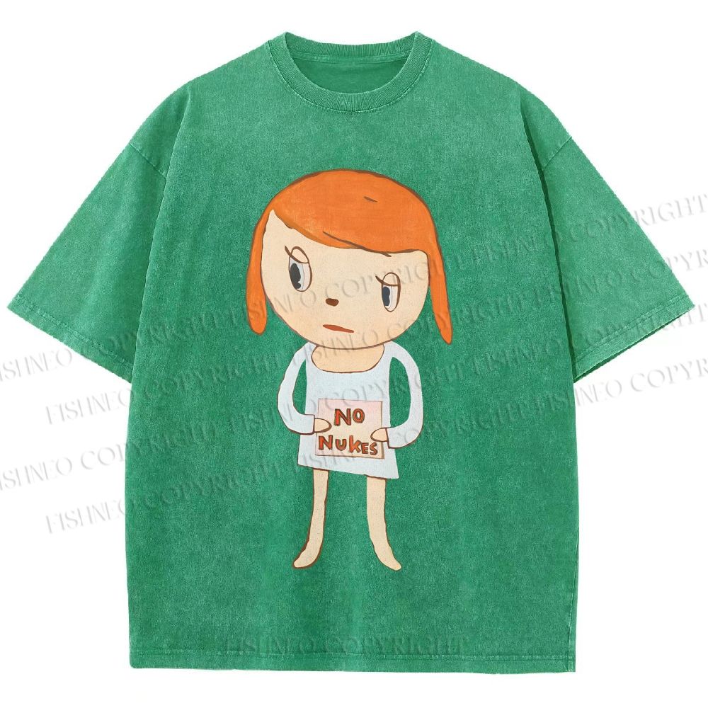 Unisex Yoshitomo Nara No Nukes Printed Washed Tee