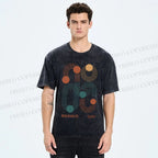 Unisex Bauhaus Geometric Lines Printed Washed Tee