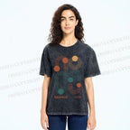 Unisex Bauhaus Geometric Lines Printed Washed Tee
