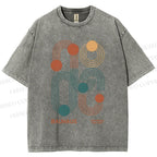 Unisex Bauhaus Geometric Lines Printed Washed Tee
