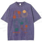 Unisex Bauhaus Geometric Lines Printed Washed Tee