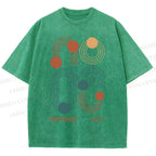 Unisex Bauhaus Geometric Lines Printed Washed Tee