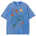 Unisex Bauhaus Geometric Lines Printed Washed Tee