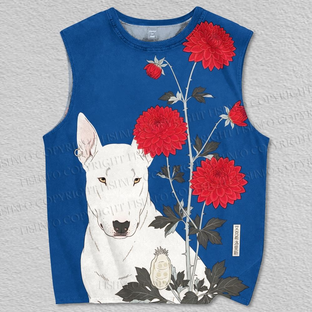 Unisex Flower Dog Printed Tank Top
