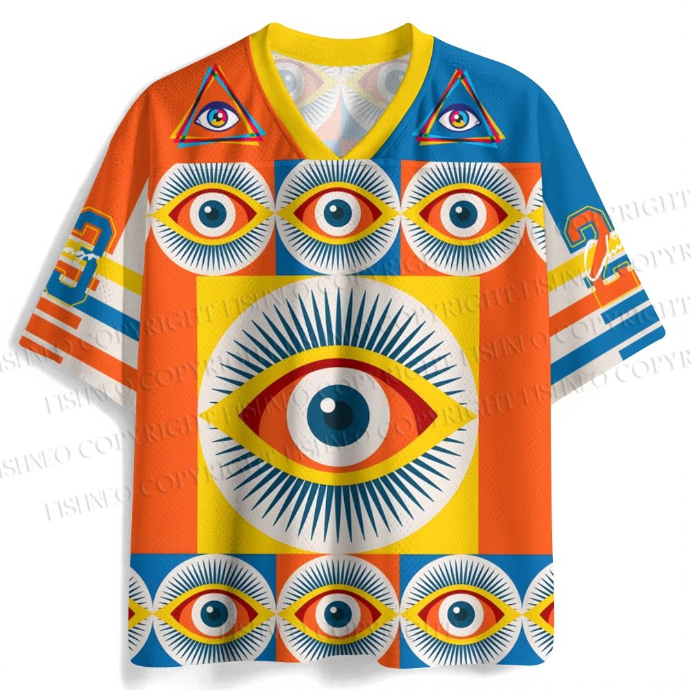 Colored Geometric Eyes Printed Jersey Shirts