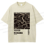 Unisex Yayoi Kusama Line Art Printed Washed Tee