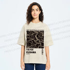 Unisex Yayoi Kusama Line Art Printed Washed Tee