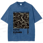 Unisex Yayoi Kusama Line Art Printed Washed Tee