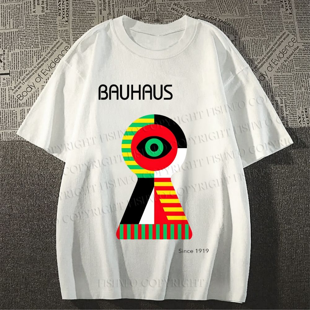 Unisex Classic Bauhaus Colored Geometric Eyes Printed Cotton Printed T-shirt