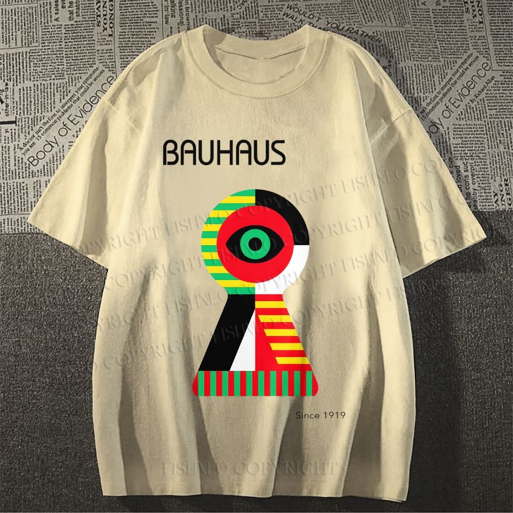Unisex Classic Bauhaus Colored Geometric Eyes Printed Cotton Printed T-shirt