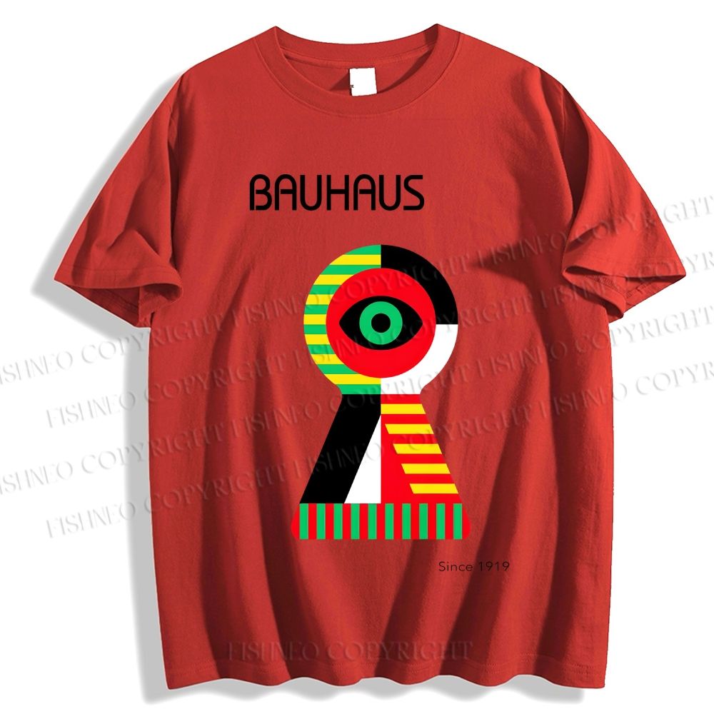 Unisex Classic Bauhaus Colored Geometric Eyes Printed Cotton Printed T-shirt