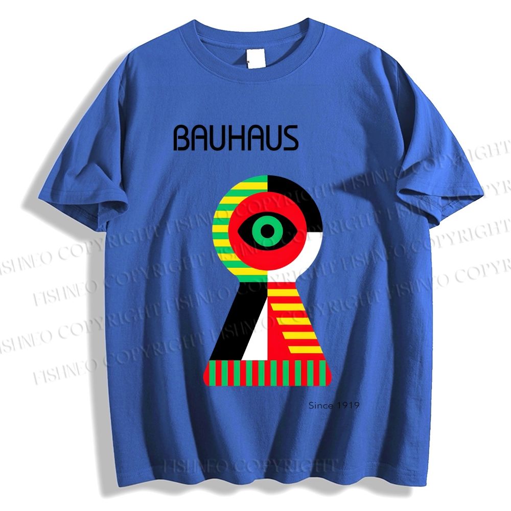 Unisex Classic Bauhaus Colored Geometric Eyes Printed Cotton Printed T-shirt
