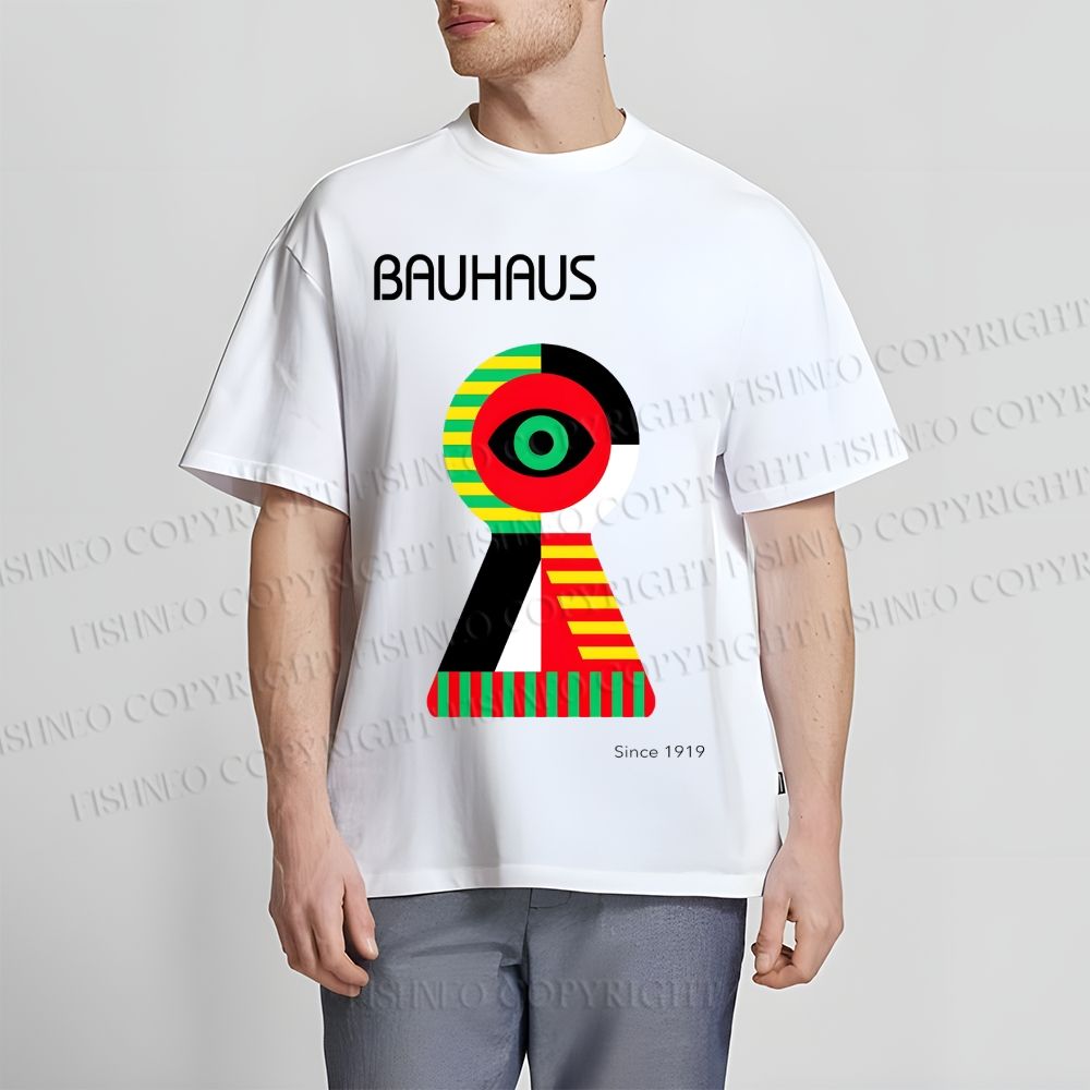 Unisex Classic Bauhaus Colored Geometric Eyes Printed Cotton Printed T-shirt
