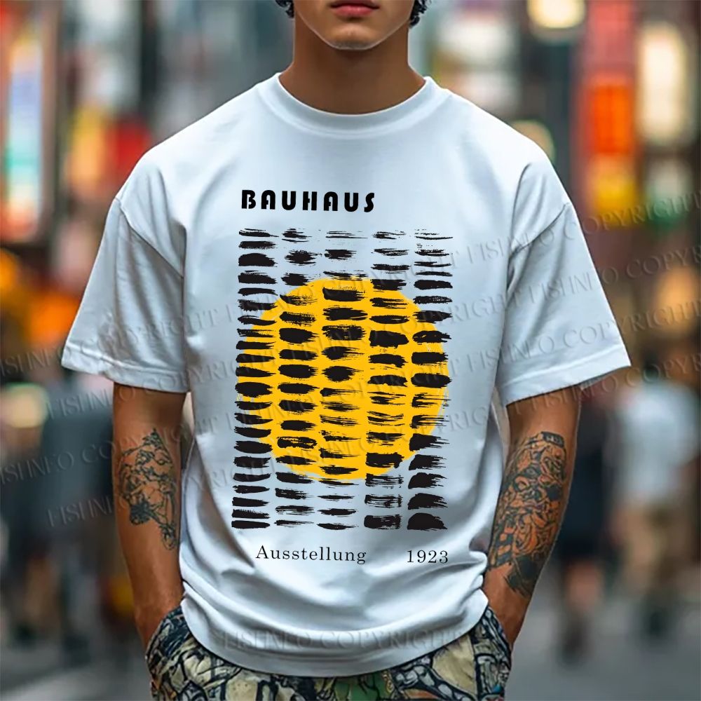 Unisex Classic Bauhaus Geometry Printed Cotton Printed T-shirt