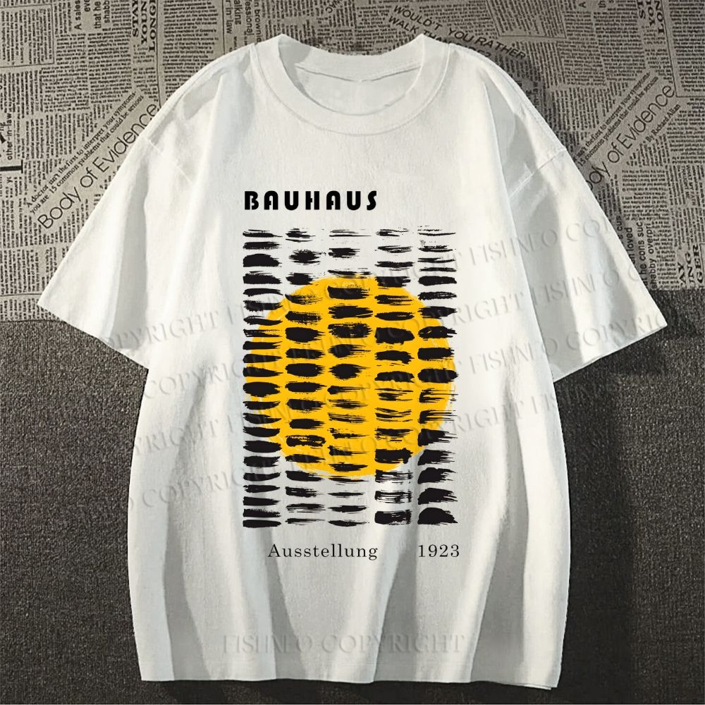 Unisex Classic Bauhaus Geometry Printed Cotton Printed T-shirt